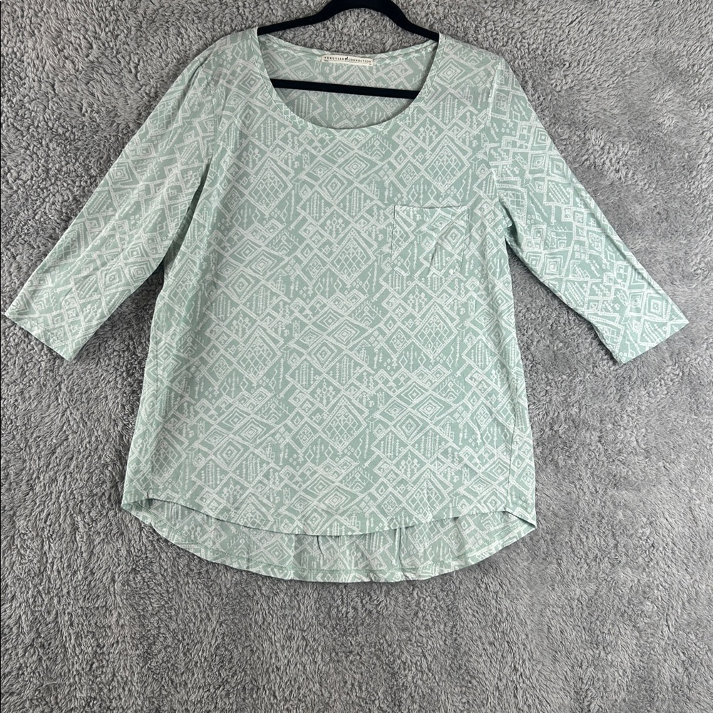 Peruvian Connection Patterned Mint Green White 3/… - image 2